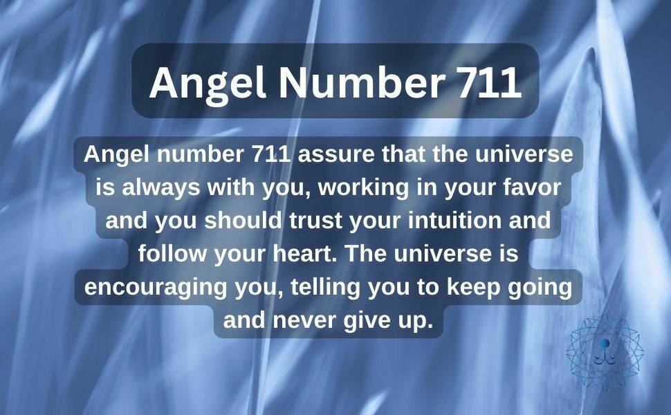 Angel number 711 assure that the universe is always with you, working in your favor. It is a sign that you should trust your intuition and follow your heart.