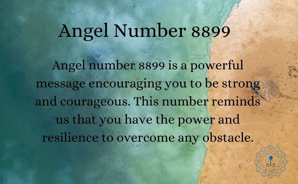 Angel number 8899 is a powerful message encouraging you to be strong and courageous. This number reminds us that you have the power and resilience to overcome any obstacle.