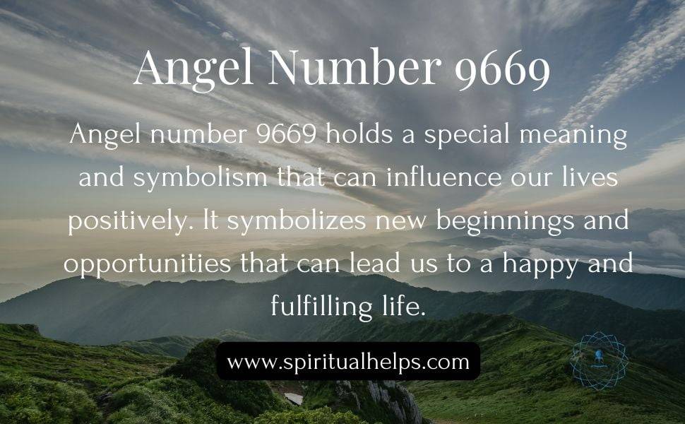 Angel number 9669 holds a special meaning and symbolism that can influence our lives positively. It symbolises new beginnings and opportunities that can lead us to a happy and fulfilling life.