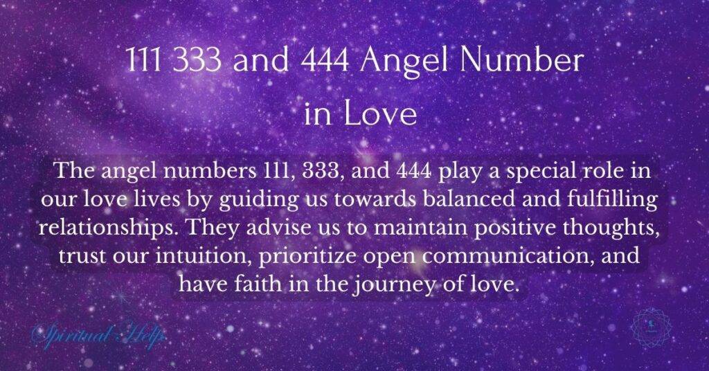 111 333 and 444 Angel Number in Love