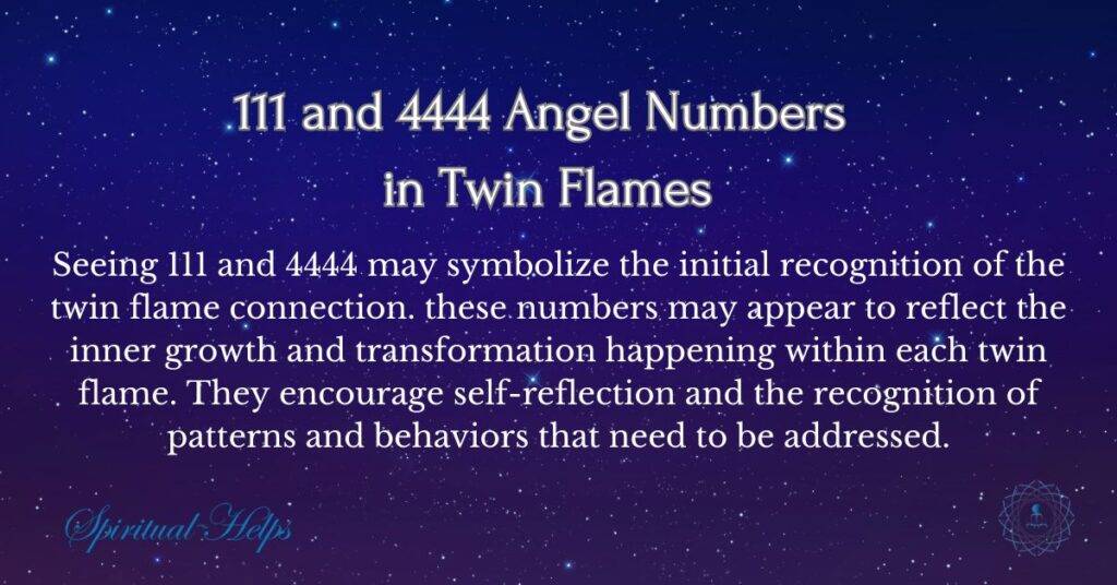 111 and 4444 Angel Numbers in Twin Flames