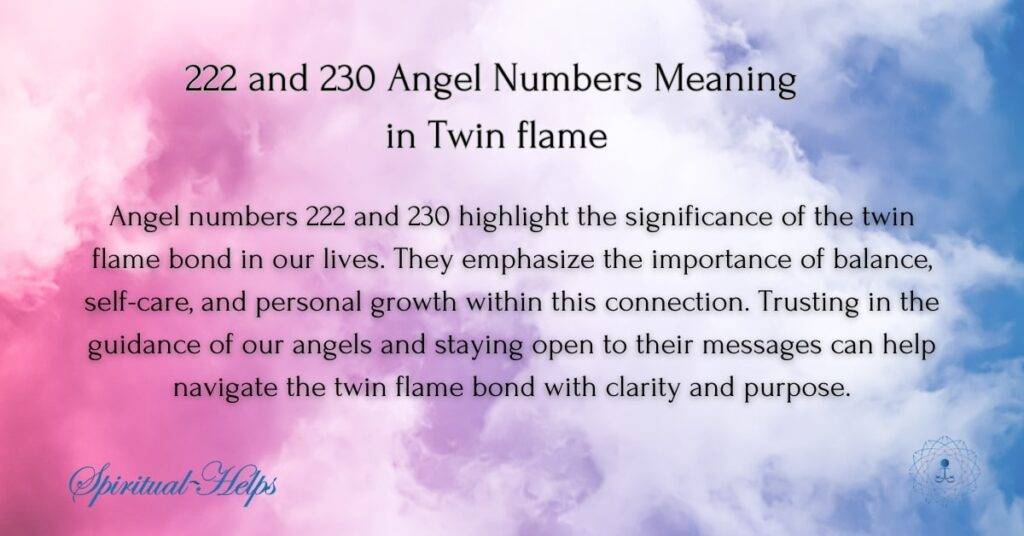 222 and 230 Angel Numbers Meaning in Twin flame