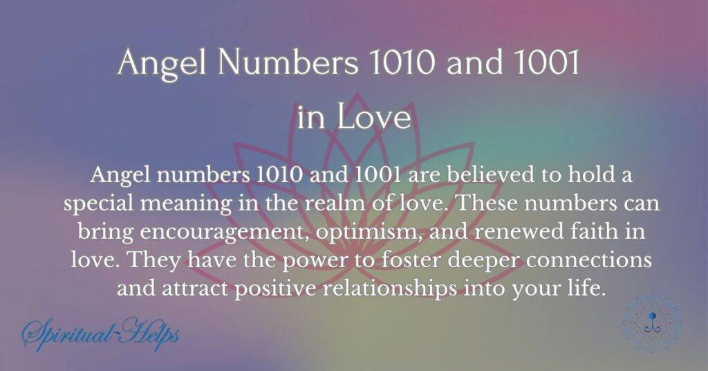 Angel Numbers 1010 and 1001 in Love