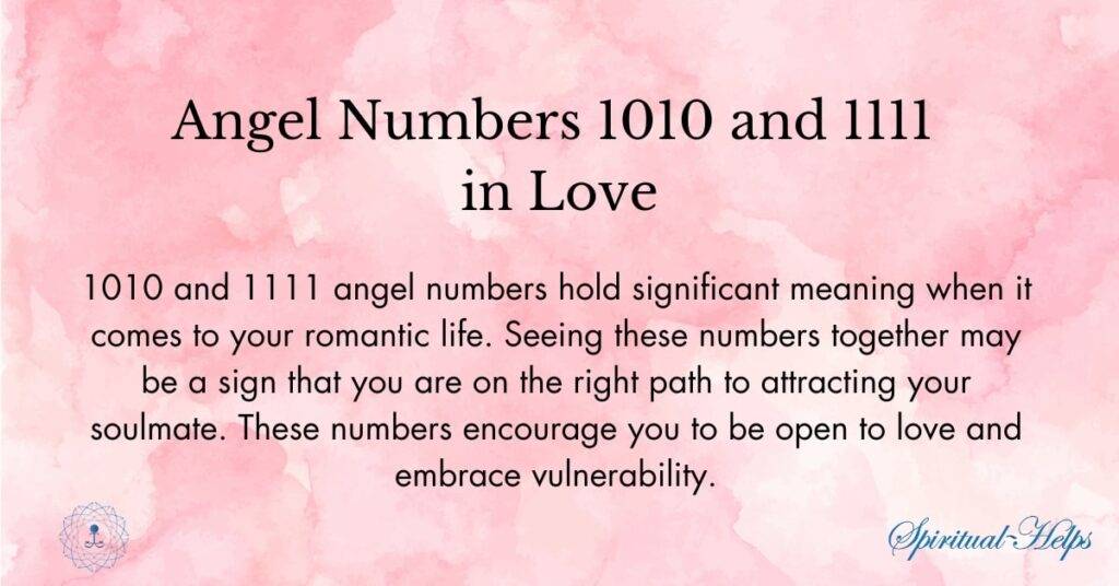 Angel Numbers 1010 and 1111 in Love