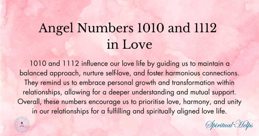 Angel Numbers 1010 and 1112 in Love