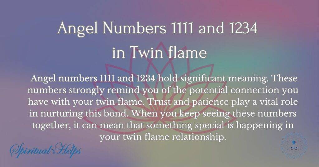 Angel Numbers 1111 and 1234 in Twin-flame