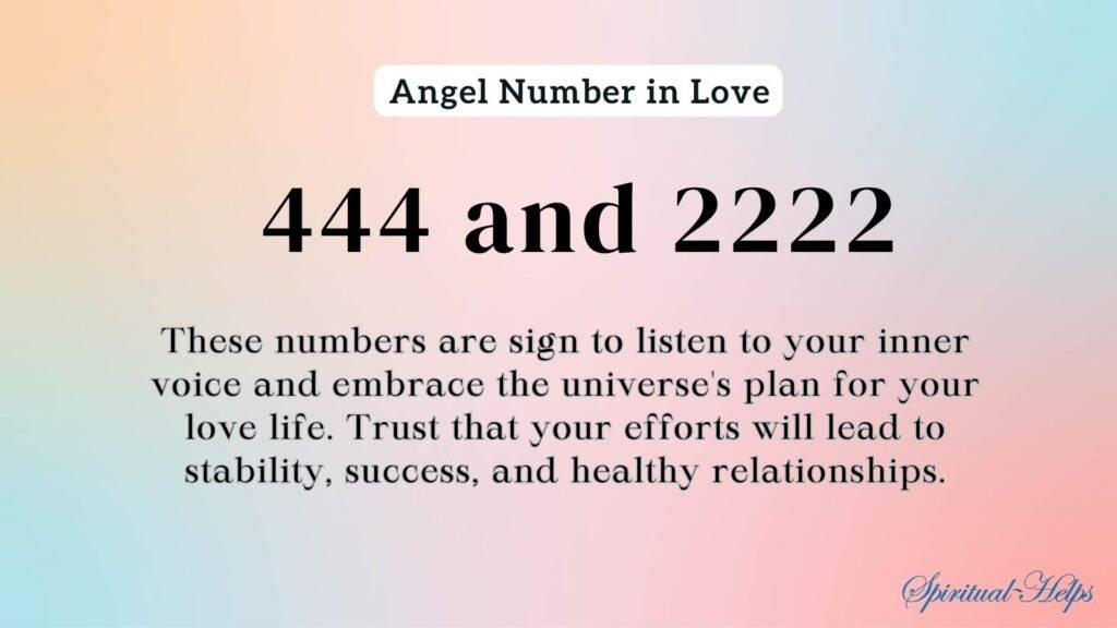 Angel number 444 and 2222