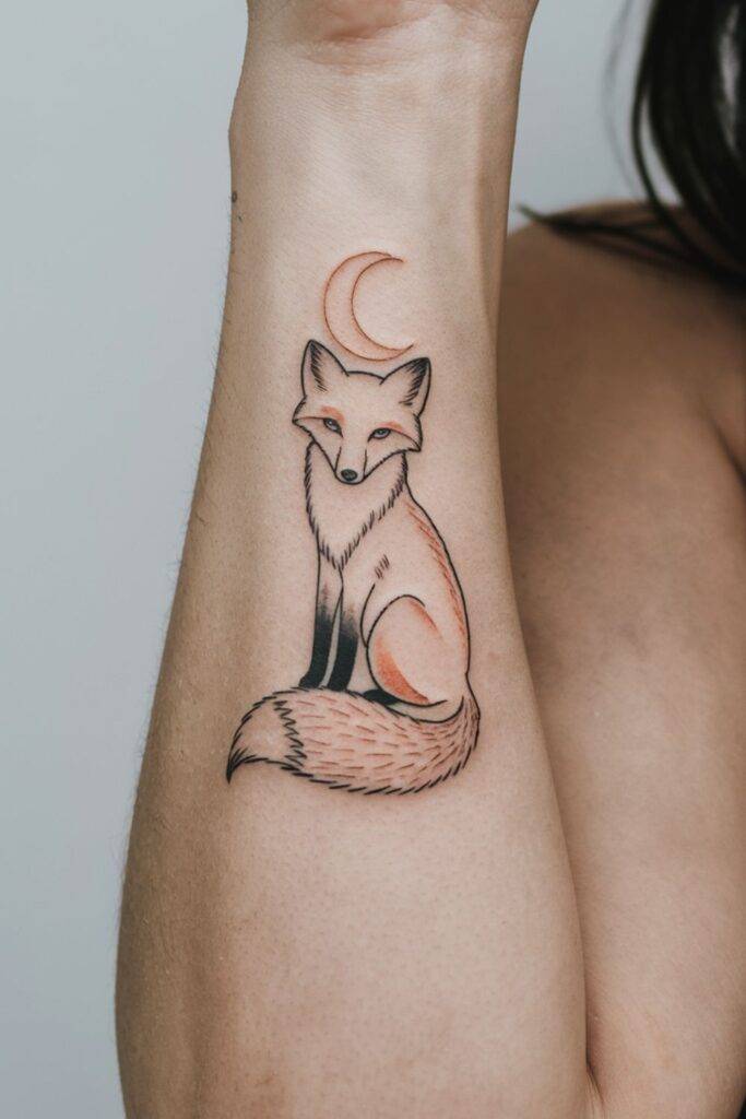 Fox with Crescent Moon